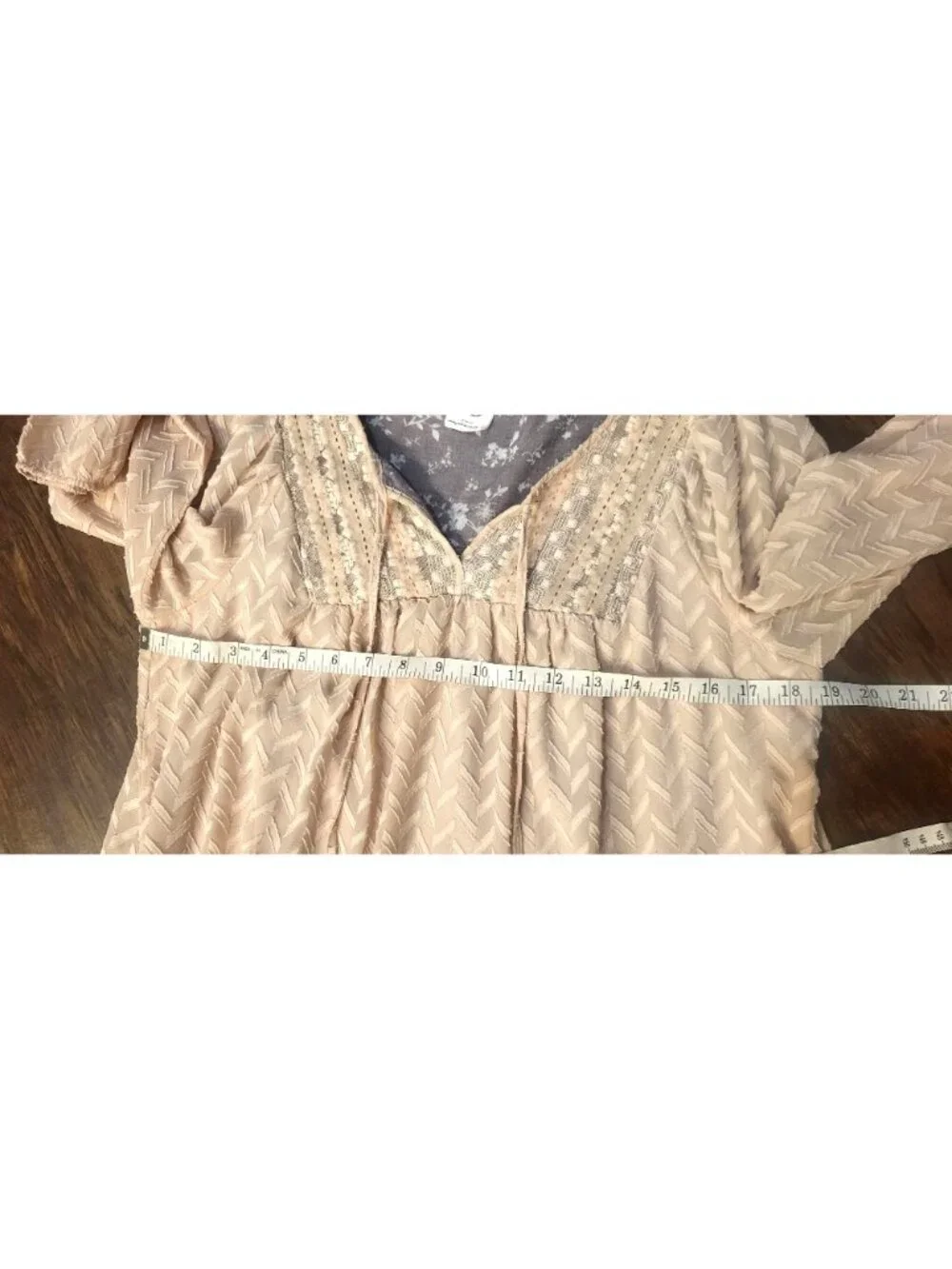 Anthro One September Anwen Pink Peasant Dress M Tassel Chevron Pattern Lace Boho